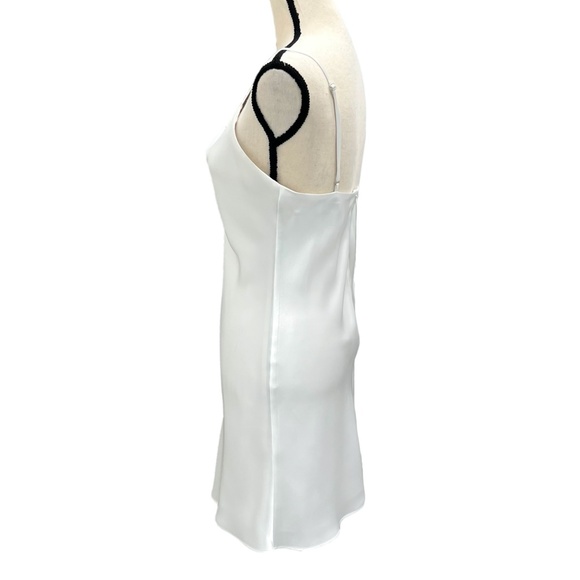 HEMLINE WHITE SATIN COWL NECK SPAGHETTI STRAP MINI DRESS - Picture 6 of 12